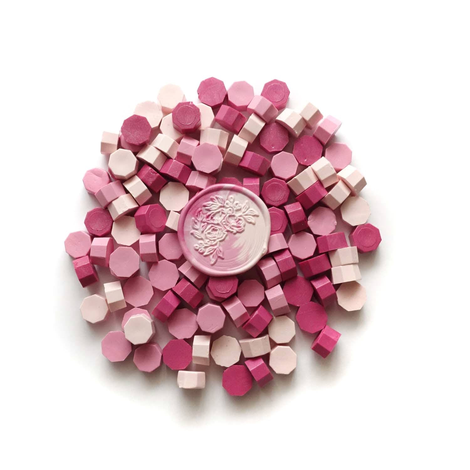 Fiona Ariva mixed cerise ballet slipper marshmallow rose pink sealing wax beads granules Melbourne Sydney Australia with floral stamp