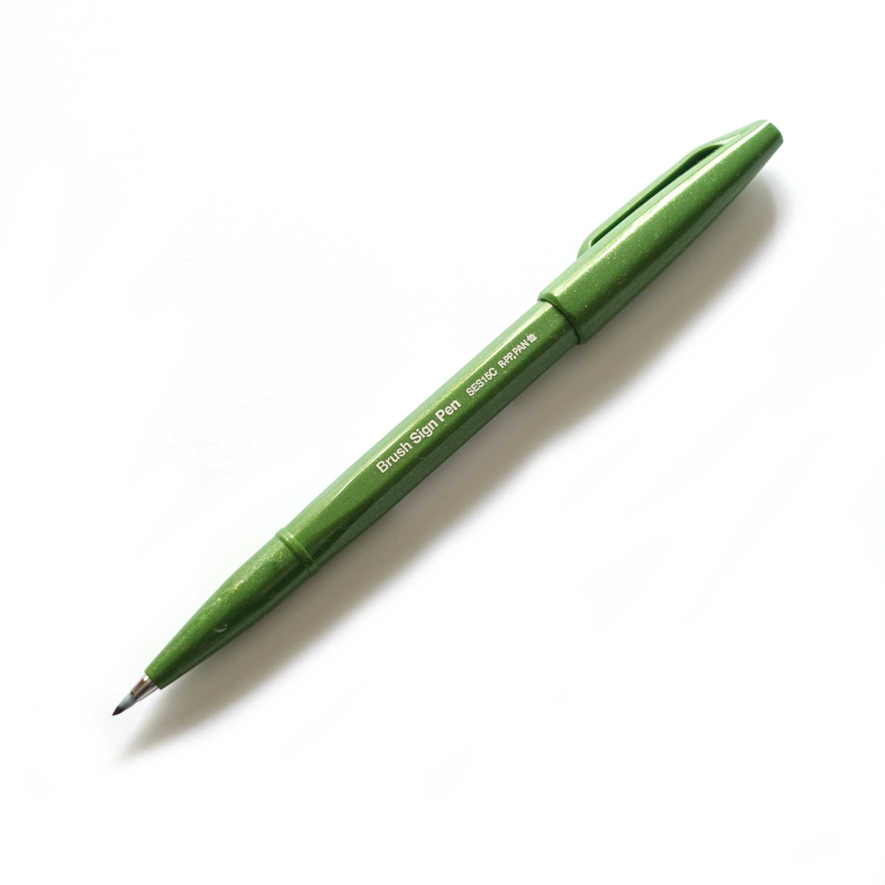 Pentel fude touch brush sign pen olive green new colours Australia lettering calligraphy
