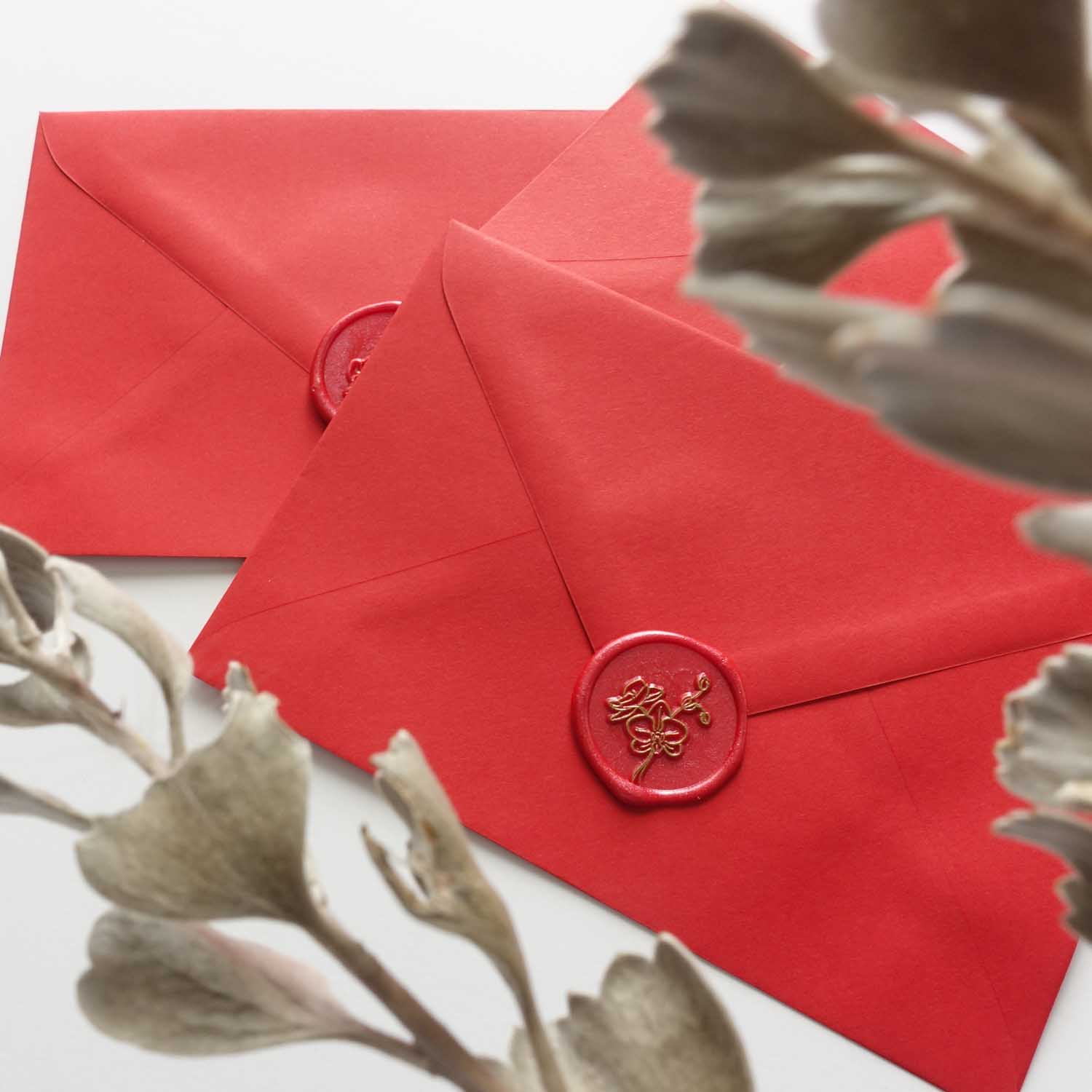 Orchid flower wax seal envelopes Australia