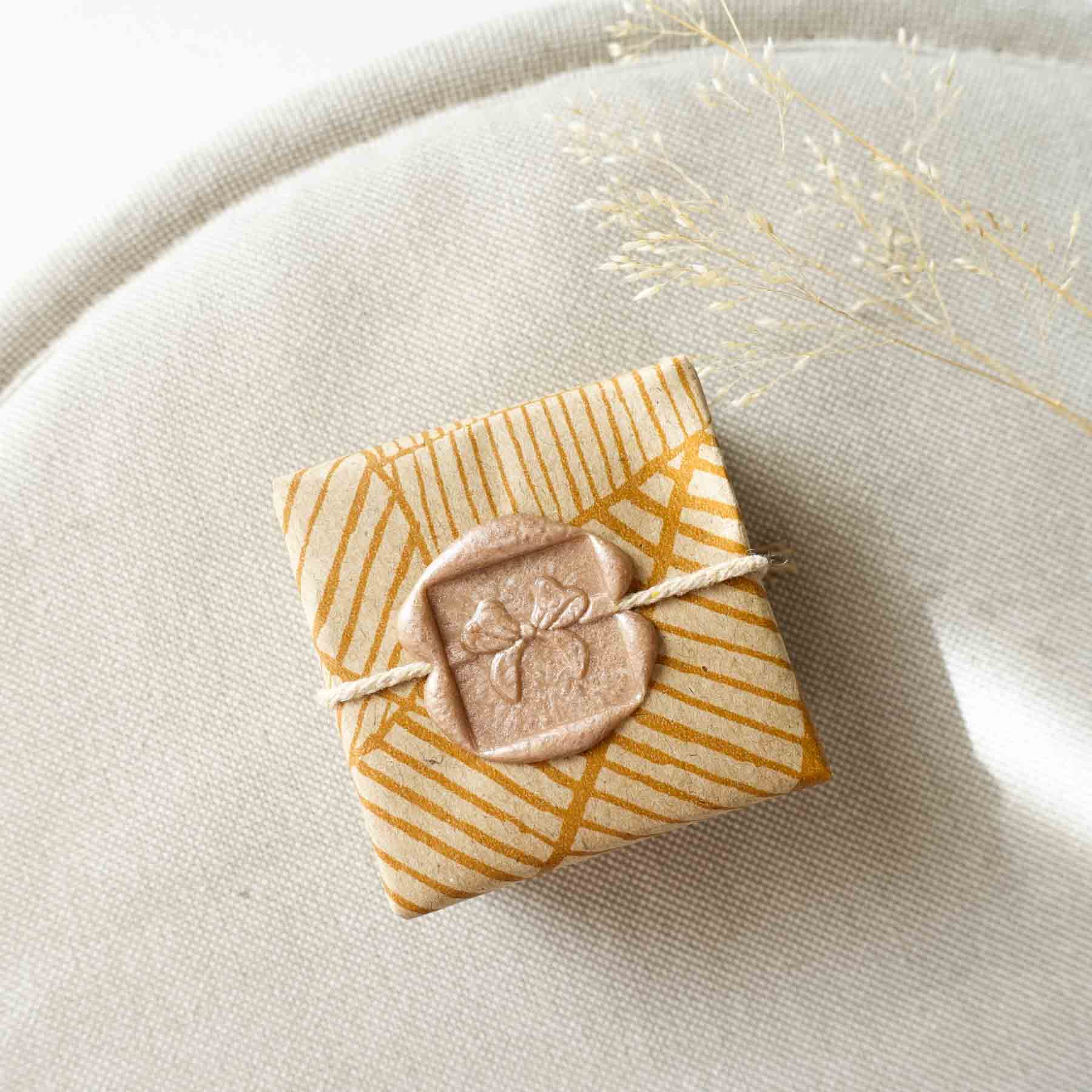 champagne wax seal ribbon bow square wax seal stamp mini gift wrapping
