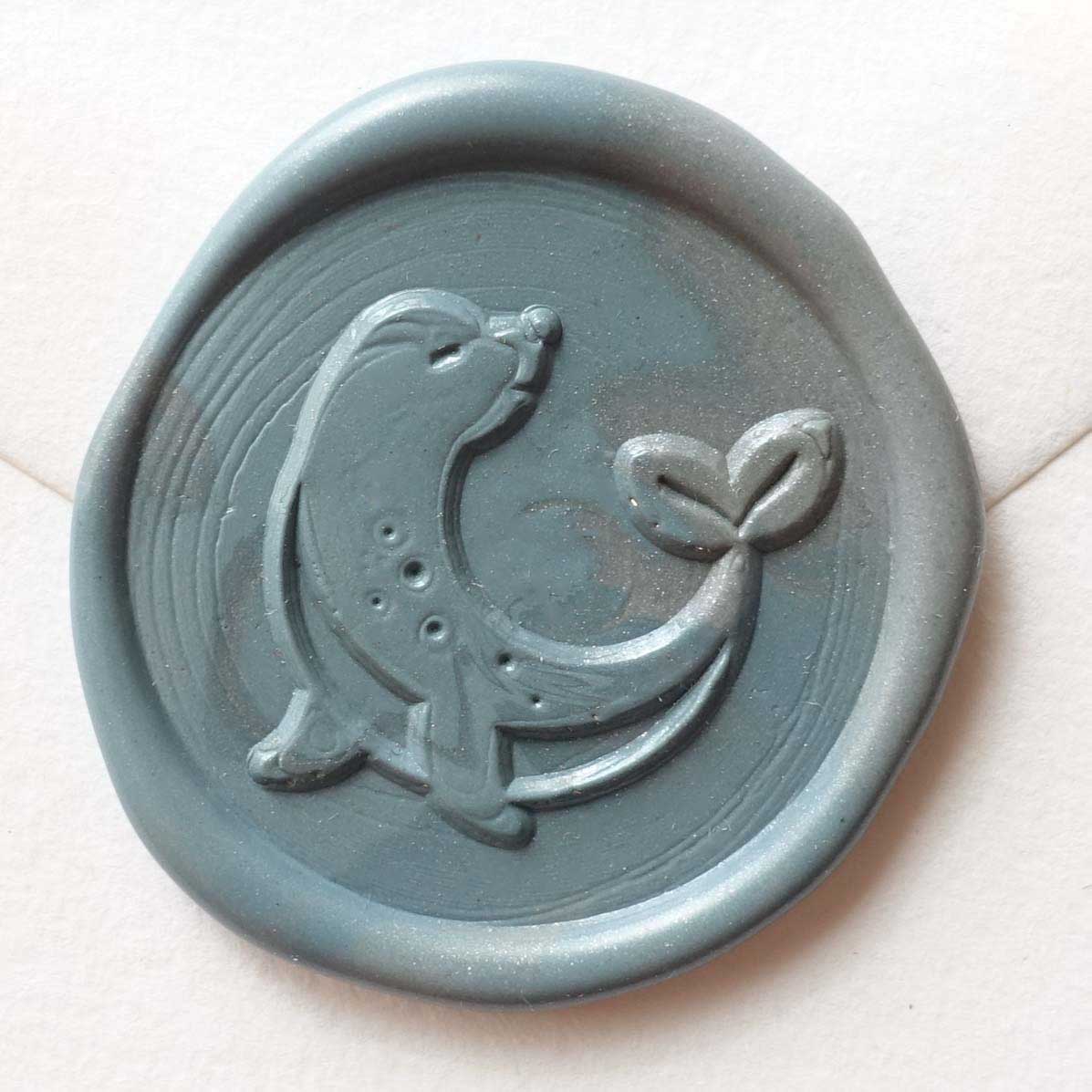 Seal pup animal cute gray wax seal stamp fiona ariva australia