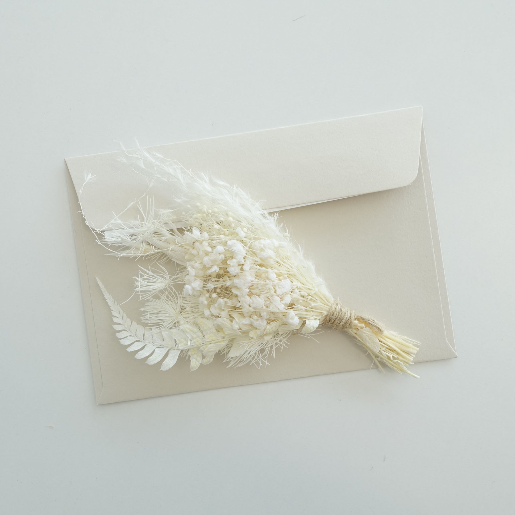 white dried flower posy boutonniere wedding wax seal fiona ariva australia baby's breath hydrangea