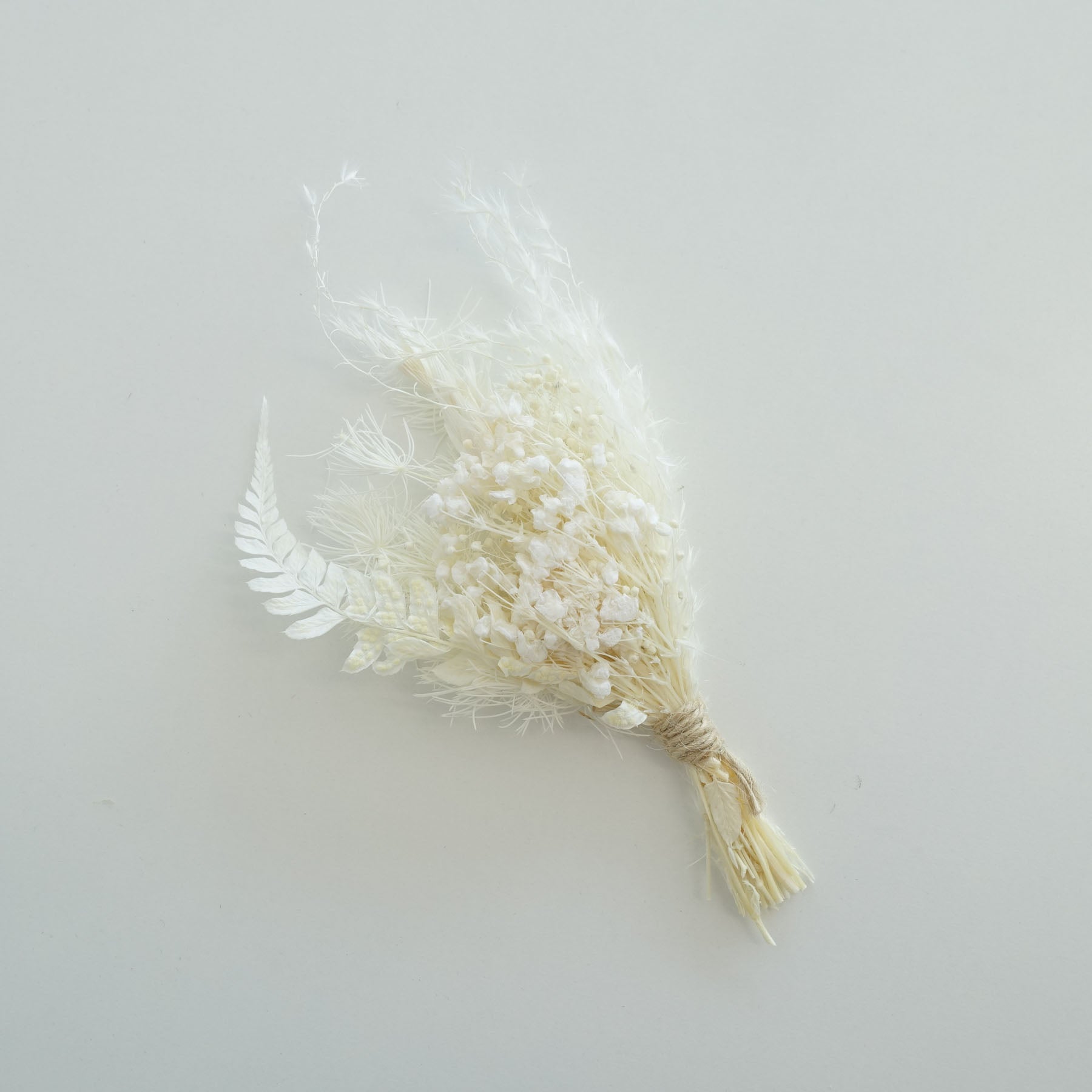 white dried flower posy boutonniere wedding wax seal fiona ariva australia baby's breath hydrangea