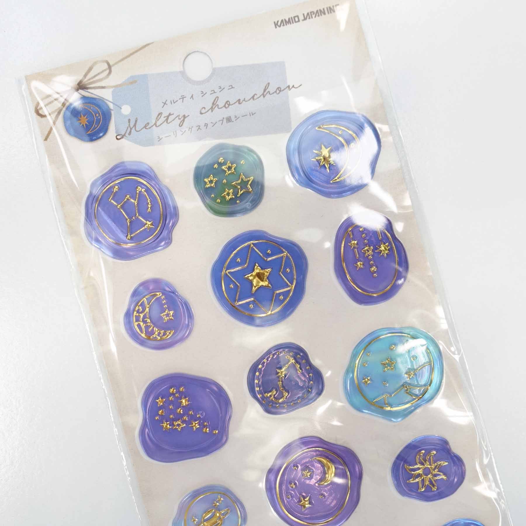 Night Sky Constellation 18pc Blue Wax Seal Style Sticker Sheet