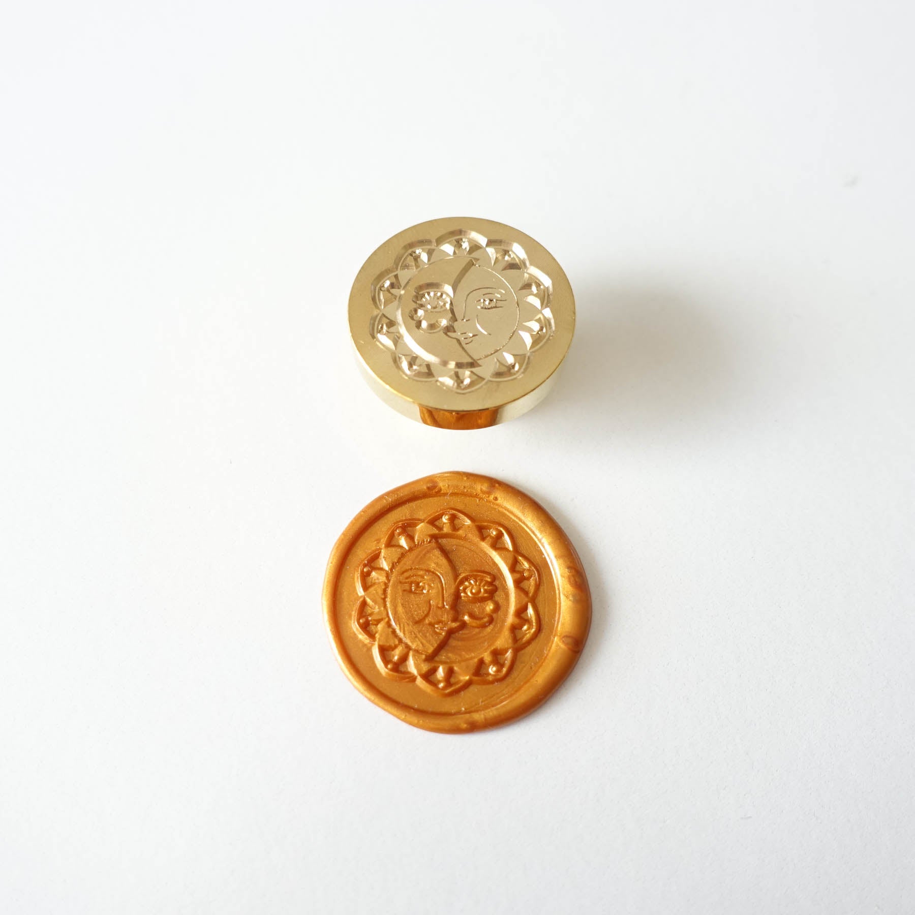gold sun and moon wax seal stamp head fiona ariva australia