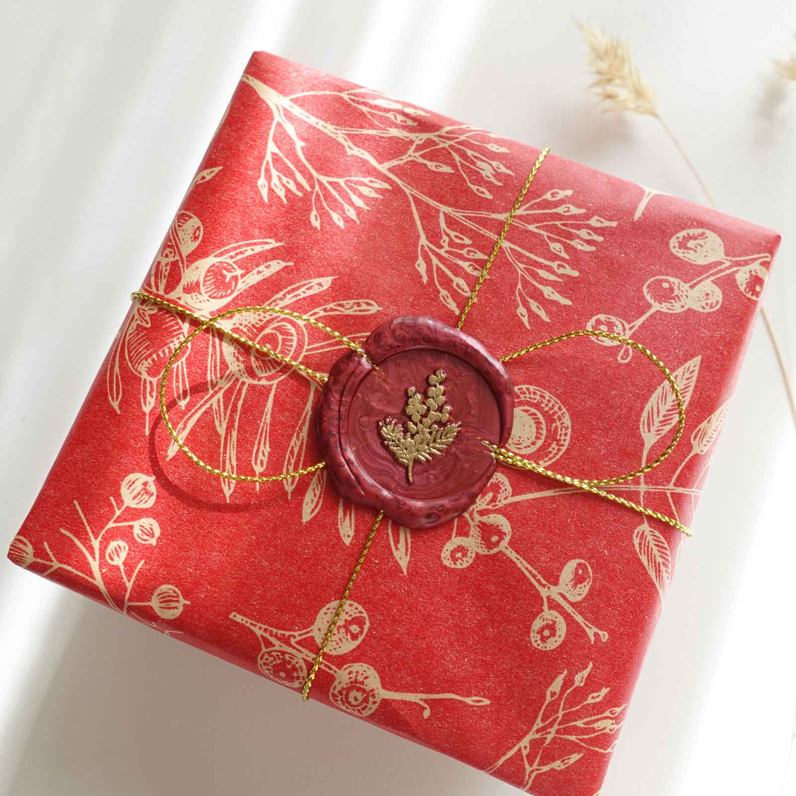 golden wattle red wax seal gift wrapping fiona ariva australia