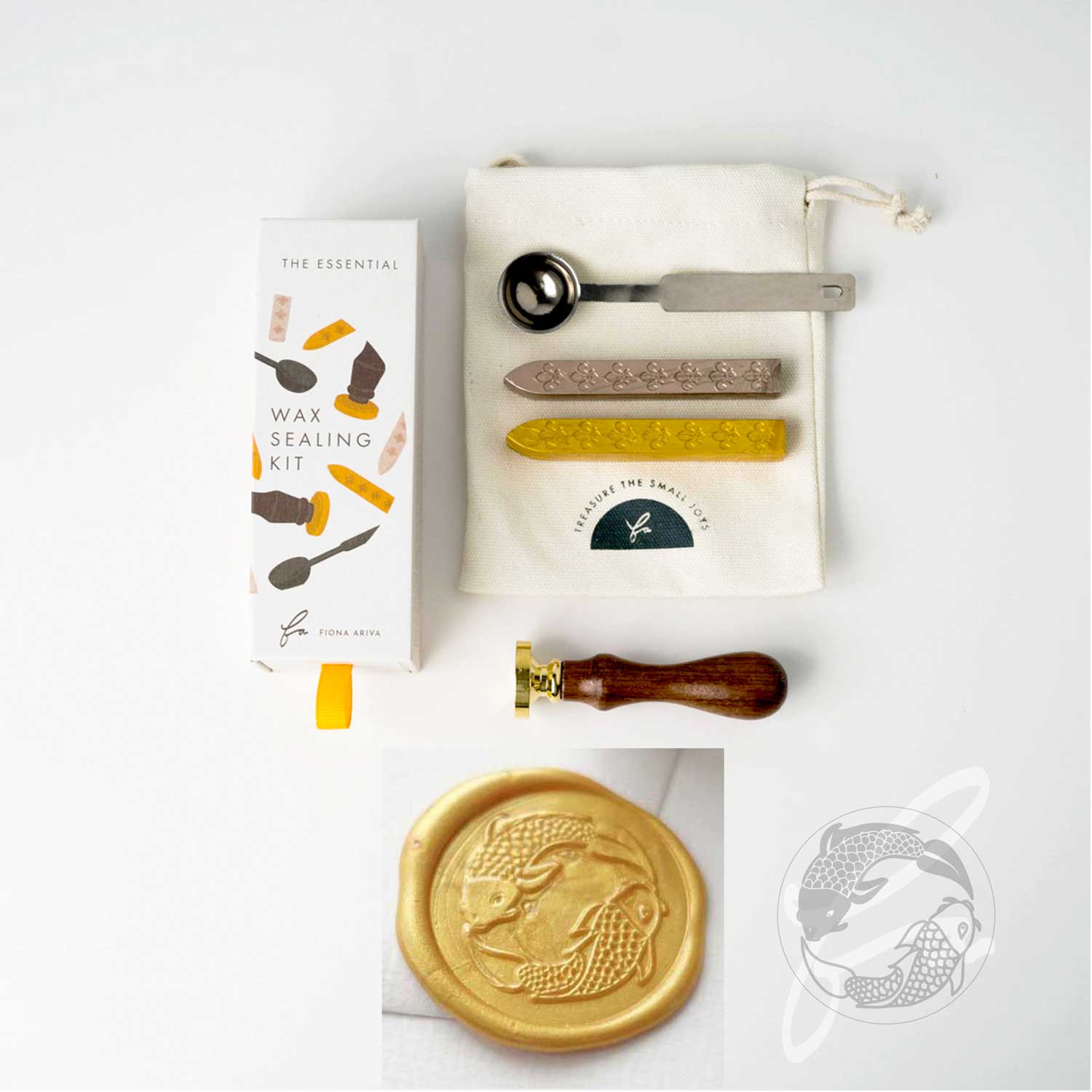 Koi fish yin yang wax seal stamp gift set kit Australia