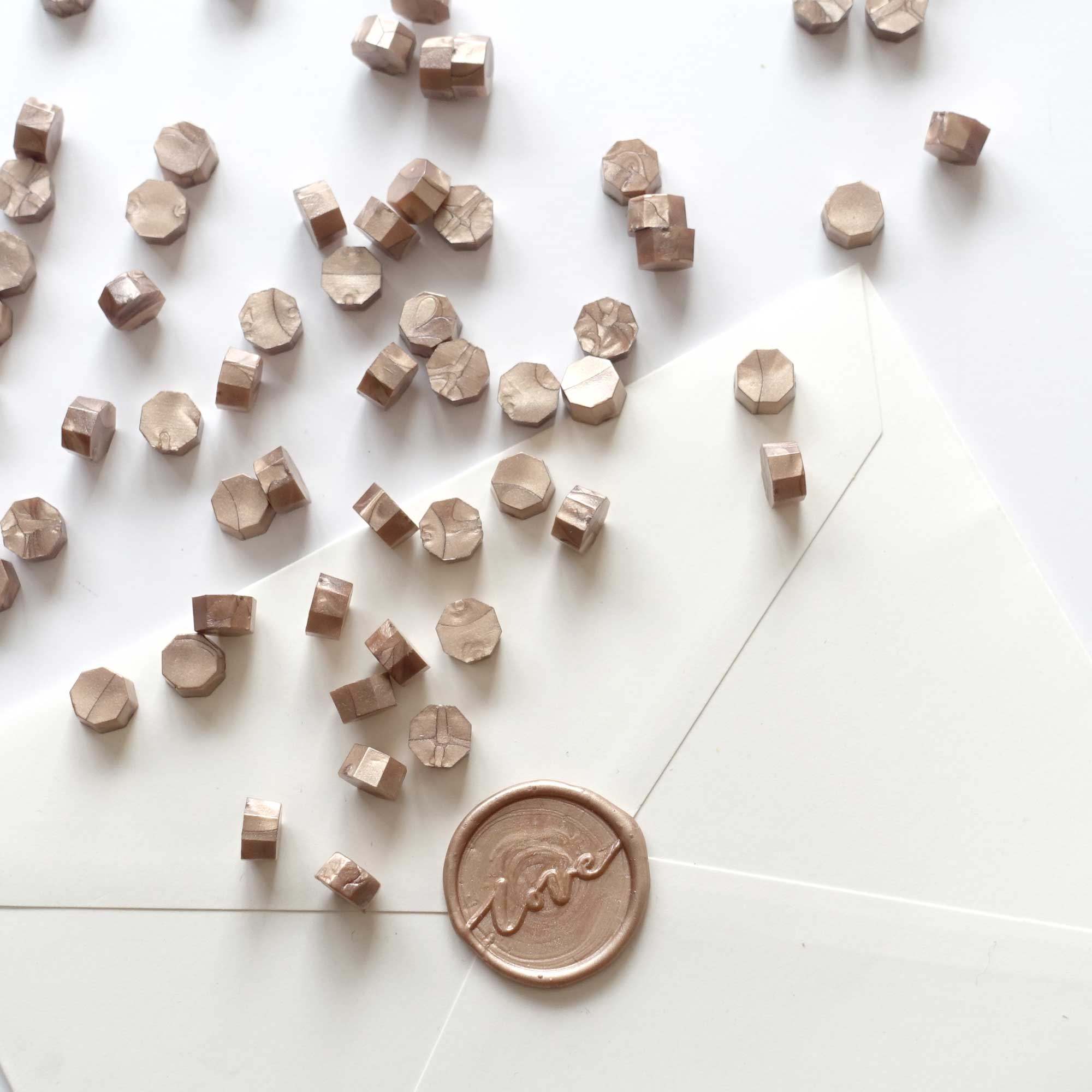 Champagne rose gold sealing wax seal beads pellets Melbourne Sydney Australia envelopes