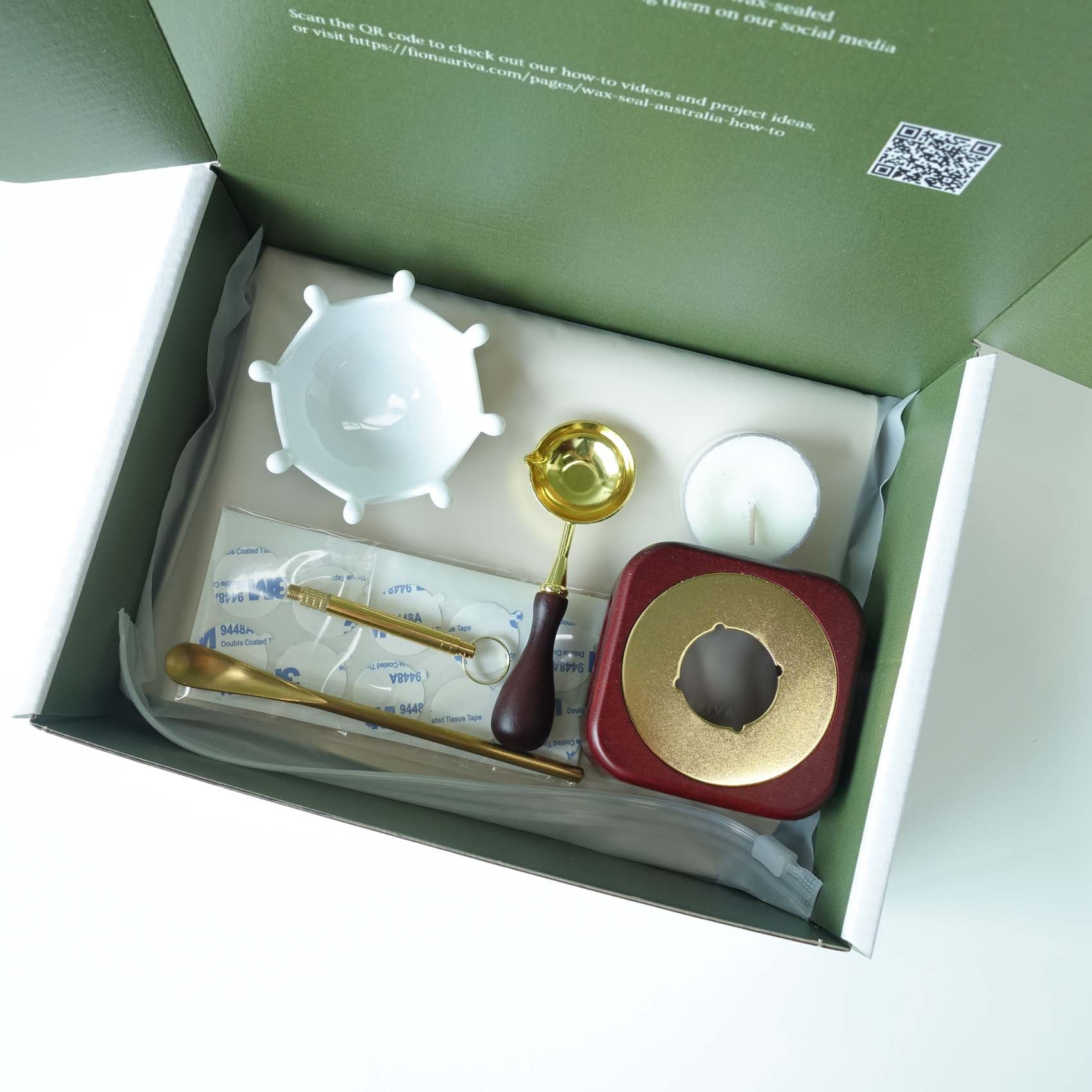 wax sealing set kit bundle box with melting spoon holder stove candle mat Australia
