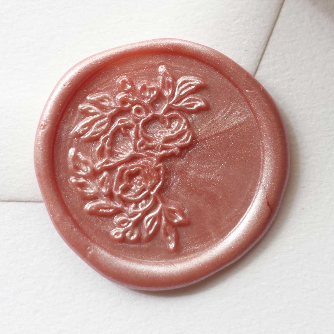 Half Garland Rose peony flowers wax seal stamp dusty pink Fiona Ariva Australia