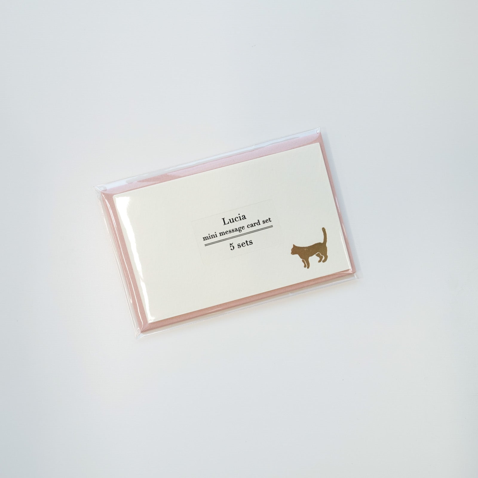 cat mini message card set envelopes gold foil