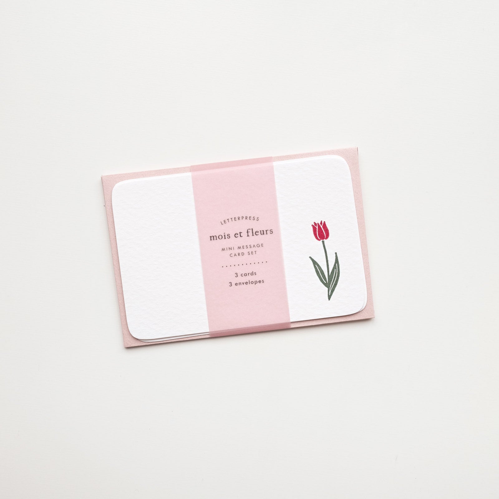 Tulip Flower Letterpress Mini Message Card Set