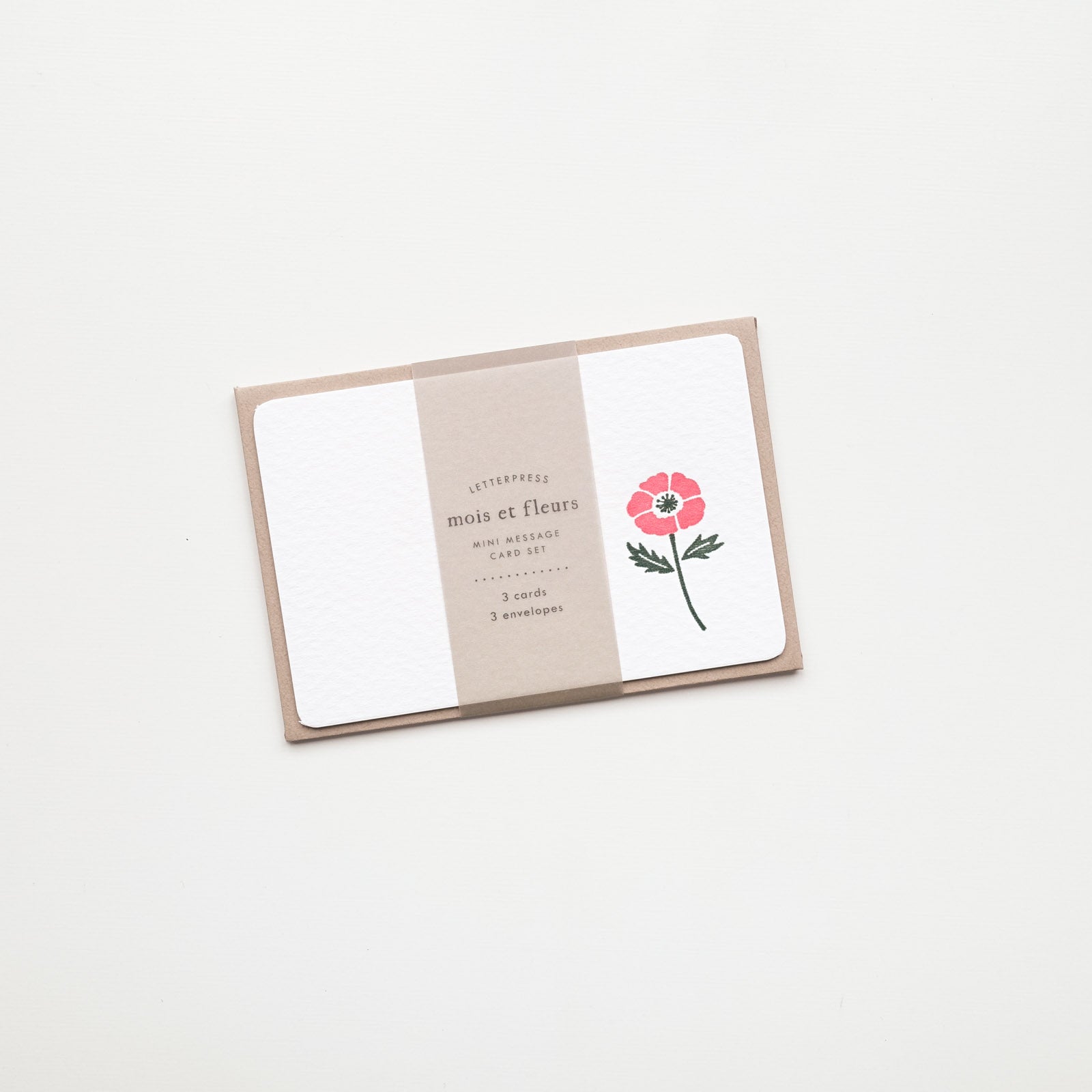 Anemone Flower Letterpress Mini Message Card Set