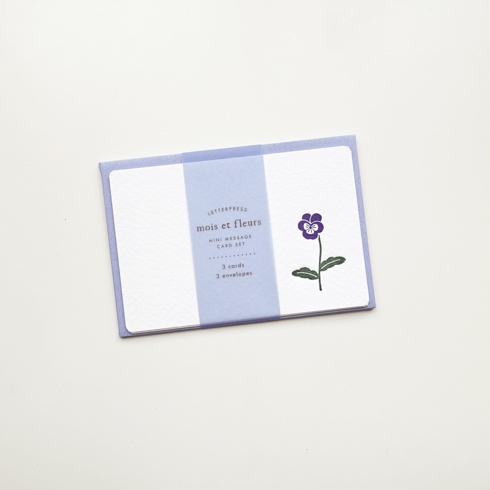 Viola Flower Letterpress Mini Message Card Set