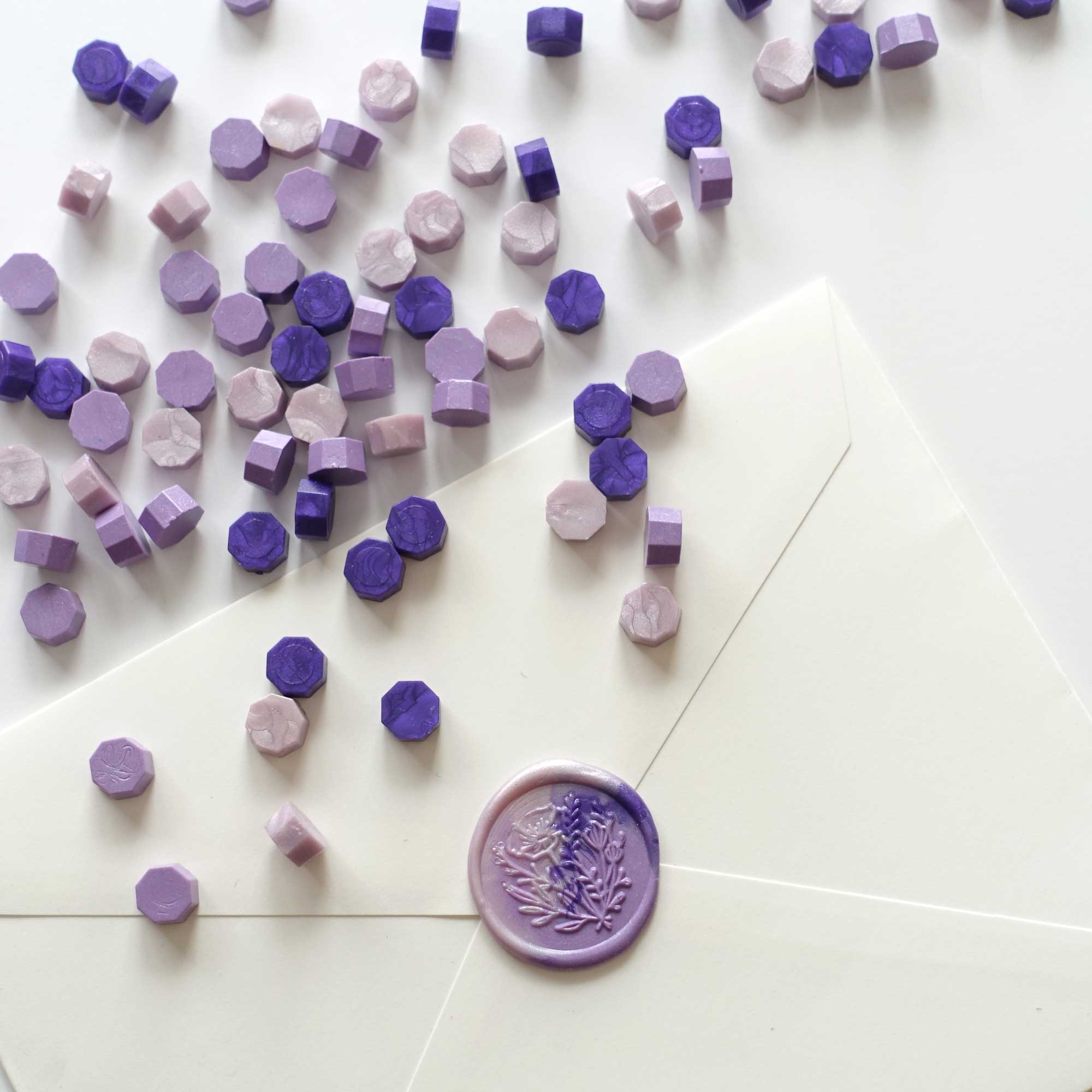 Mixed purple lavender lilac sealing wax seal beads pellets Melbourne Sydney Australia envelopes