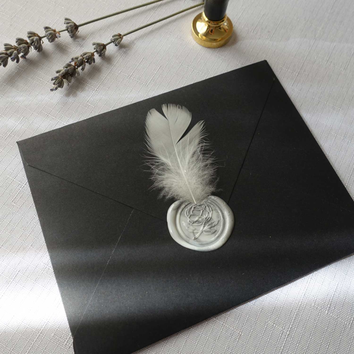 Peony flower wax seal stamp for wedding envelopes