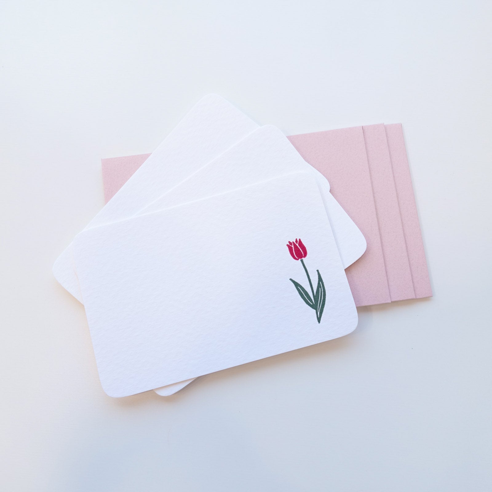 Tulip Flower Letterpress Mini Message Card Set