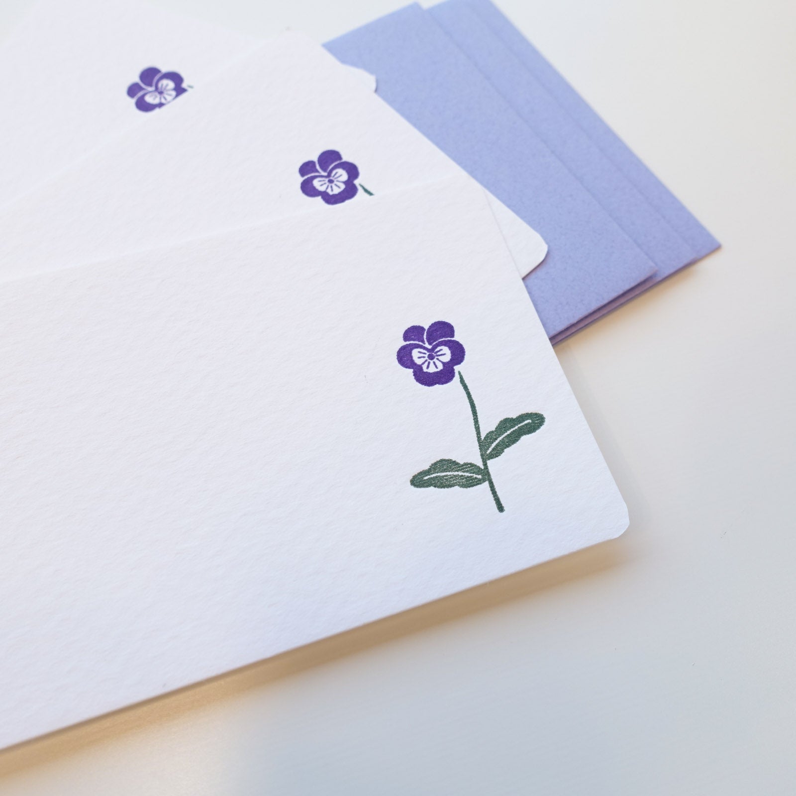 Viola Flower Letterpress Mini Message Card Set